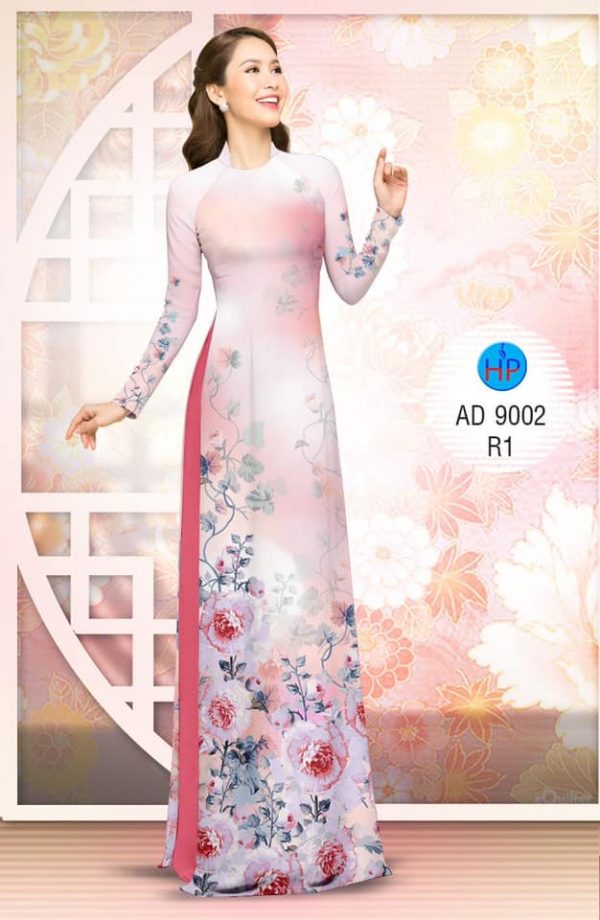 Vai ao dai hoa in 3D kieu moi AD 9002