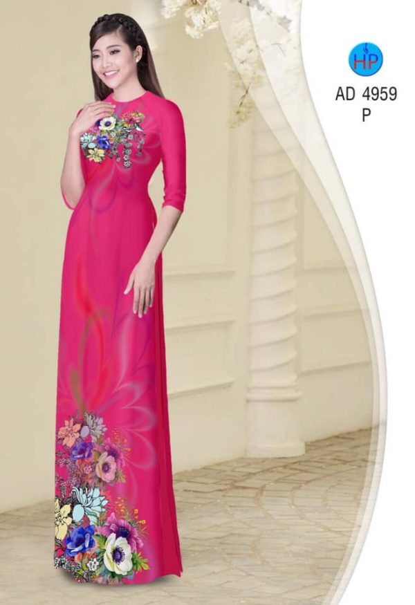 Vai ao dai Hoa in 3D kieu moi AD 4959