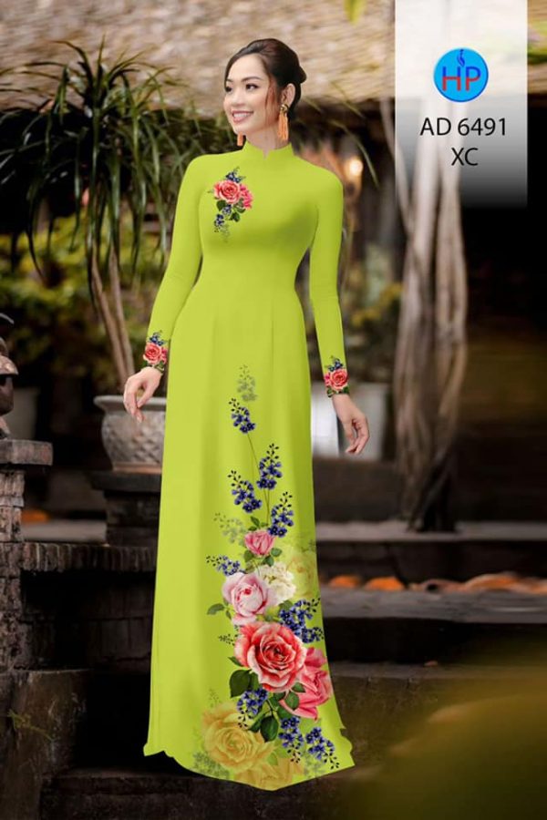 Vai ao dai hoa hong 3d moi ra AD 6491