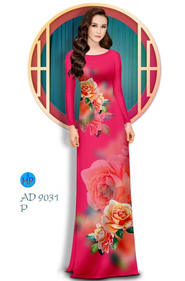 Vai ao dai hoa hong moi ra AD 9031