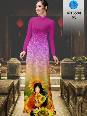 Vải áo dài Cô gái và hoa Hướng Dương. thiết kế 2020 AD 6584 22 1582616103 23 Vai ao dai Co gai va hoa Huong Duong. thiet