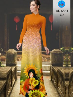 Vải áo dài Cô gái và hoa Hướng Dương. thiết kế 2020 AD 6584 23 1582616103 263 Vai ao dai Co gai va hoa Huong Duong. thiet