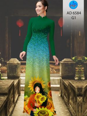 Vải áo dài Cô gái và hoa Hướng Dương. thiết kế 2020 AD 6584 25 1582616103 838 Vai ao dai Co gai va hoa Huong Duong. thiet