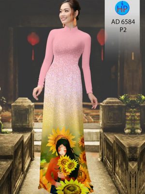Vải áo dài Cô gái và hoa Hướng Dương. thiết kế 2020 AD 6584 21 1582616103 883 Vai ao dai Co gai va hoa Huong Duong. thiet