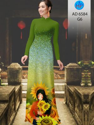 Vải áo dài Cô gái và hoa Hướng Dương. thiết kế 2020 AD 6584 24 1582616103 946 Vai ao dai Co gai va hoa Huong Duong. thiet