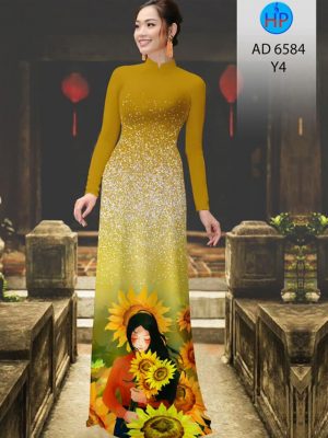 Vải áo dài Cô gái và hoa Hướng Dương. thiết kế 2020 AD 6584 28 1582616104 105 Vai ao dai Co gai va hoa Huong Duong. thiet