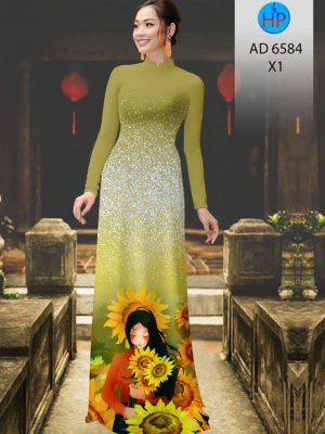 Vải áo dài Cô gái và hoa Hướng Dương. thiết kế 2020 AD 6584 34 1582616104 151 Vai ao dai Co gai va hoa Huong Duong. thiet