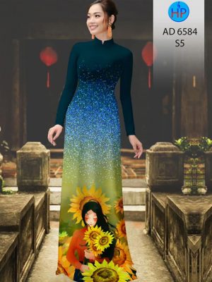 Vải áo dài Cô gái và hoa Hướng Dương. thiết kế 2020 AD 6584 35 1582616104 264 Vai ao dai Co gai va hoa Huong Duong. thiet