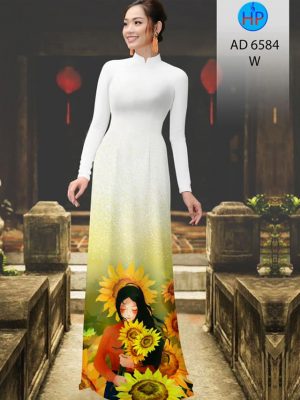 Vải áo dài Cô gái và hoa Hướng Dương. thiết kế 2020 AD 6584 32 1582616104 473 Vai ao dai Co gai va hoa Huong Duong. thiet