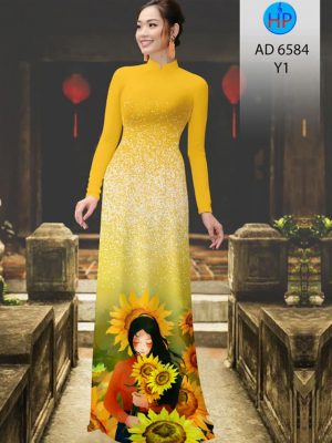 Vải áo dài Cô gái và hoa Hướng Dương. thiết kế 2020 AD 6584 30 1582616104 478 Vai ao dai Co gai va hoa Huong Duong. thiet