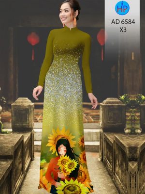Vải áo dài Cô gái và hoa Hướng Dương. thiết kế 2020 AD 6584 31 1582616104 706 Vai ao dai Co gai va hoa Huong Duong. thiet