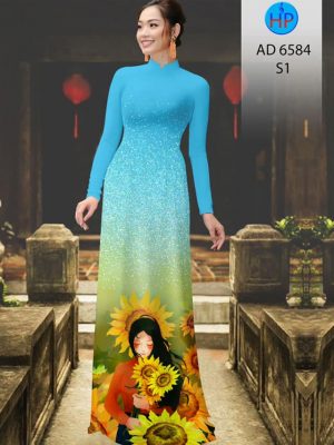 Vải áo dài Cô gái và hoa Hướng Dương. thiết kế 2020 AD 6584 36 1582616104 932 Vai ao dai Co gai va hoa Huong Duong. thiet