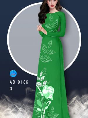Vải áo dài hoa hồng và lá thiết kế 2020 AD 9186 25 1582858882 117 Vai ao dai hoa hong va la thiet ke 2020