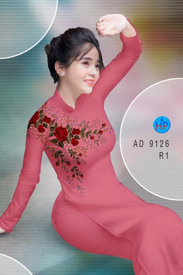 Vai ao dai Hoa hong kieu moi AD 9126