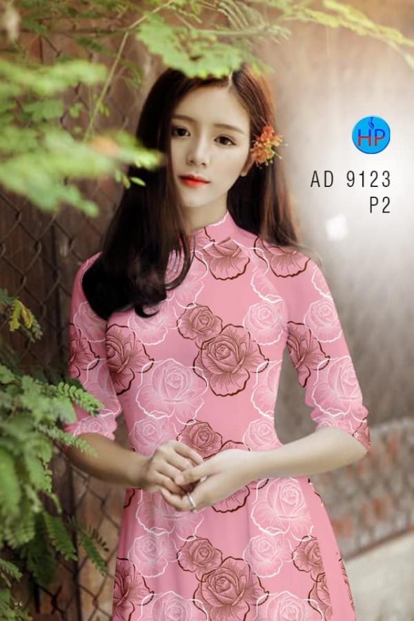 Vai ao dai Hoa hong thiet ke 2020 AD 9123