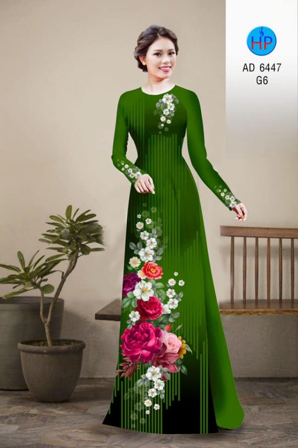 Vai ao dai Hoa in 3D kieu moi AD 6447