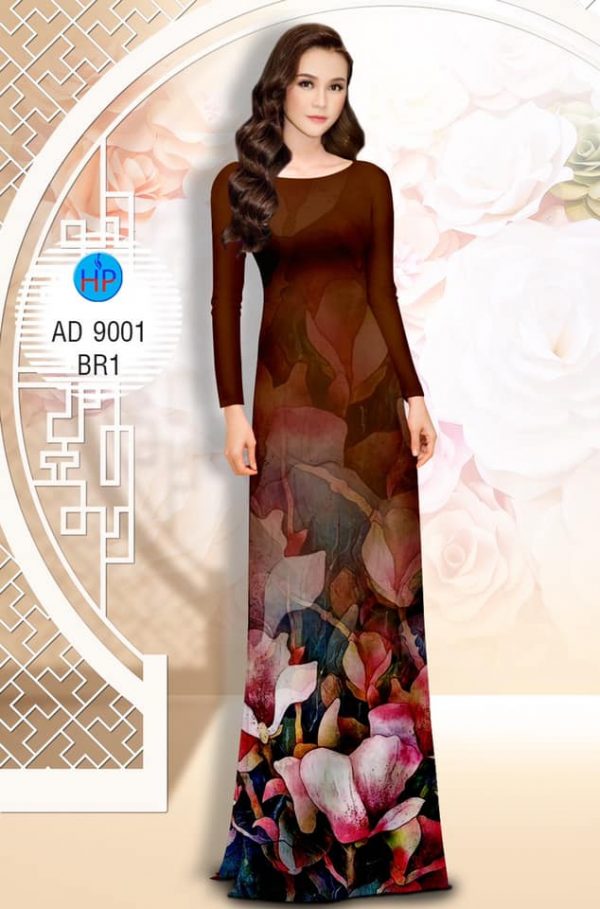 Vai ao dai Hoa in 3D kieu moi AD 9001