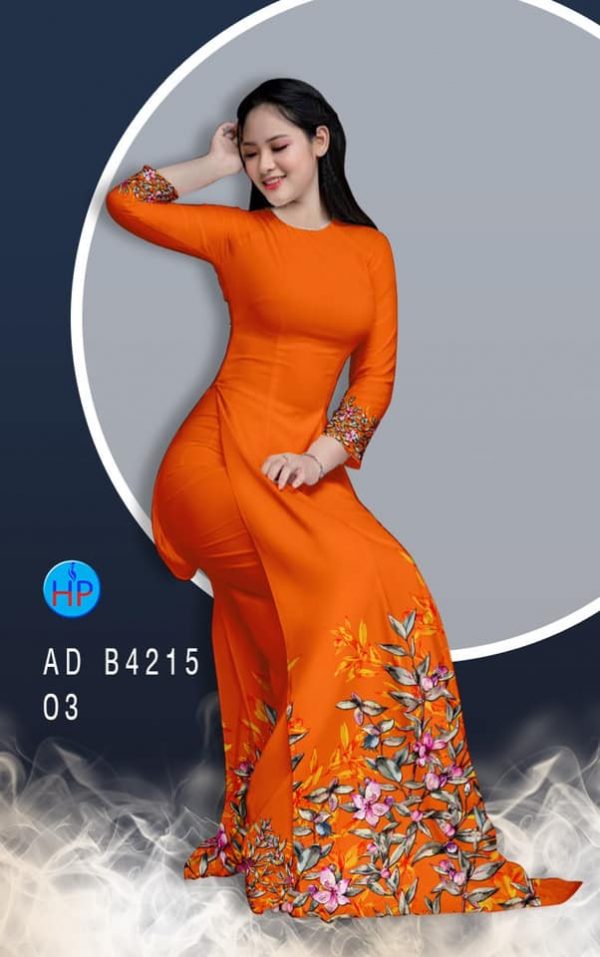 Vai ao dai Hoa in 3D kieu moi AD B4215