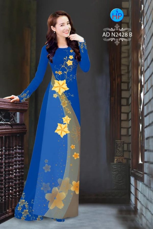 Vai ao dai Hoa in 3D kieu moi AD N2428