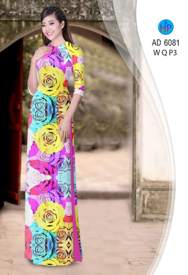 Vai ao dai hoa hong thiet ke 2020 AD 6081