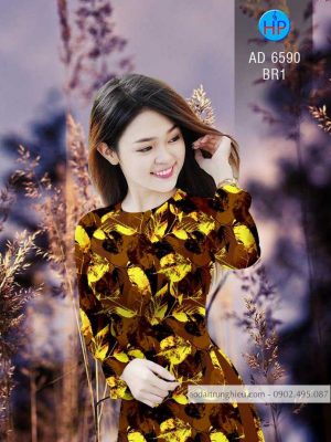 Vải áo dài hình Lá kiểu mới AD 6590 34 1583221315 384 Vai ao dai hinh La kieu moi AD 6590