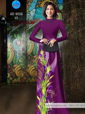 Vải áo dài Loa kèn tím kiểu mới AD 6558 24 1583738244 617 Vai ao dai Loa ken tim kieu moi AD 6558