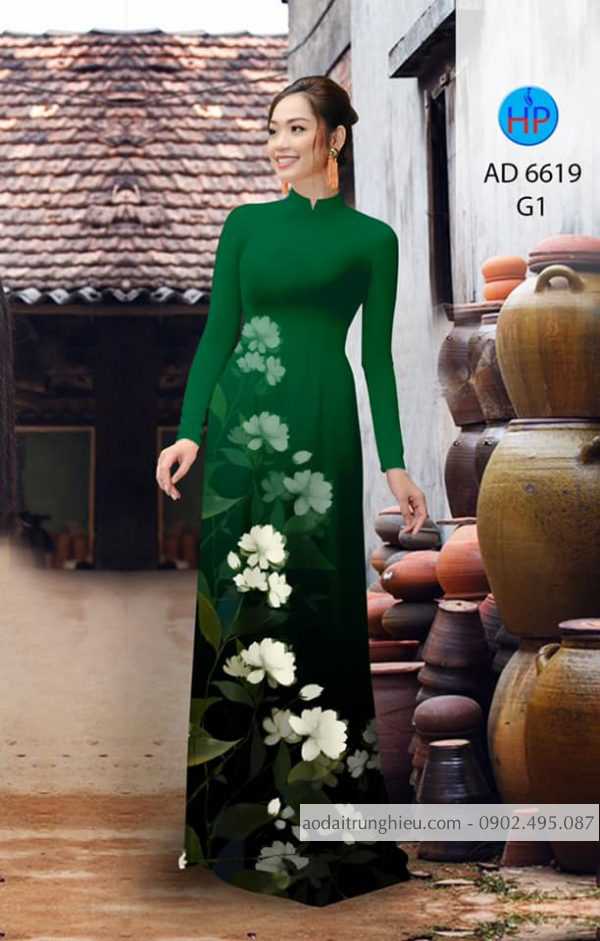 Vai ao dai Hoa in 3D kieu moi AD 6619