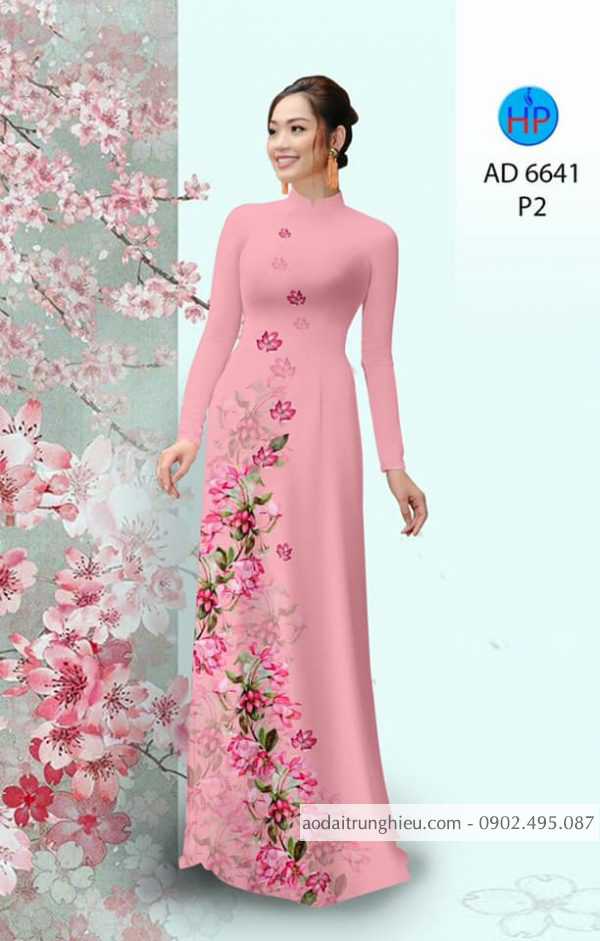 Vai ao dai Hoa in 3D kieu moi AD 6641