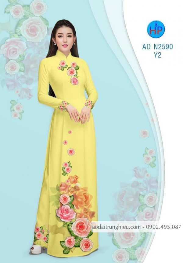 Vai ao dai hoa Hong dau moi ra AD N2590