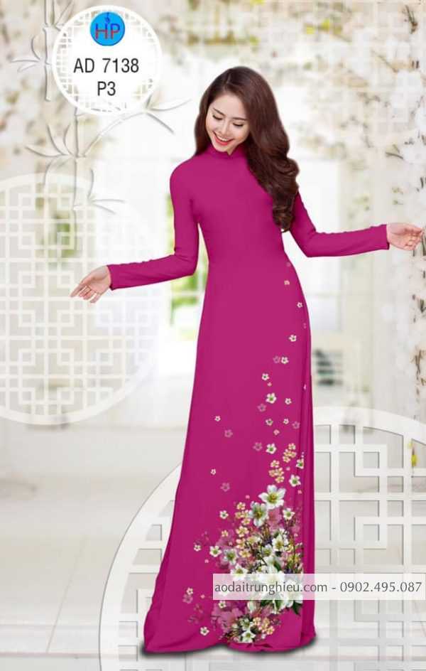 Vai ao dai hoa 3D thiet ke 2020 AD 7138