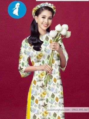 Vải áo dài hình lá kiểu mới AD T7095 7 1588920411 664 vai ao dai vai ao dai dep ad