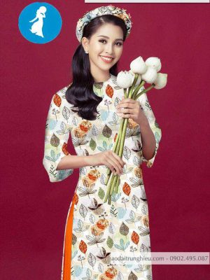 Vải áo dài hình lá kiểu mới AD T7095 8 1588920412 100 vai ao dai vai ao dai dep ad
