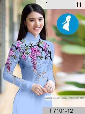 Vải áo dài hoa tím trên ngực kiểu mới AD T7101 17 1589018668 206 vai ao dai vai ao dai dep ad