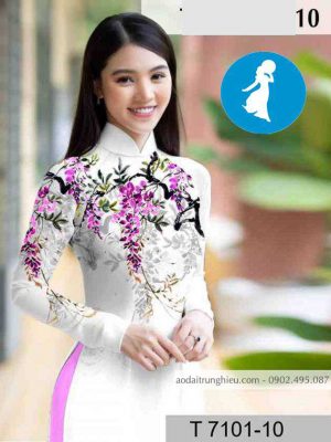 Vải áo dài hoa tím trên ngực kiểu mới AD T7101 16 1589018668 367 vai ao dai vai ao dai dep ad