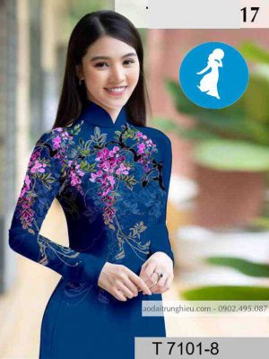 Vải áo dài hoa tím trên ngực kiểu mới AD T7101 22 1589018669 737 vai ao dai vai ao dai dep ad