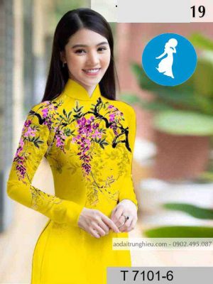 Vải áo dài hoa tím trên ngực kiểu mới AD T7101 24 1589018670 22 vai ao dai vai ao dai dep ad