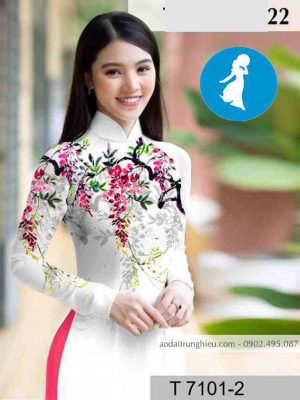 Vải áo dài hoa tím trên ngực kiểu mới AD T7101 27 1589018670 98 vai ao dai vai ao dai dep ad