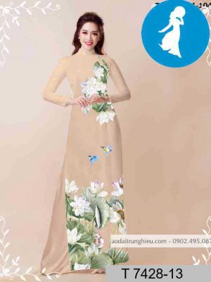 Vải áo dài hoa sen kiểu mới AD T7428 27 1589254668 10 vai ao dai vai ao dai dep ad