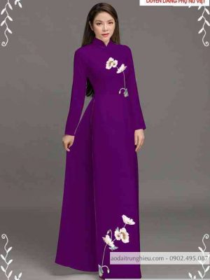 Vải áo dài hoa 3D nhẹ nhàng thiết kế 2020 AD T7440 30 1589339365 128 vai ao dai vai ao dai dep ad