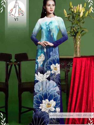 Vải áo dài hoa sen mới ra AD 10420 30 1589514912 210 vai ao dai vai ao dai dep ad