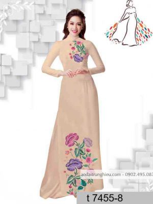 Vải áo dài hoa giả thêu mới ra AD T7455 25 1589515030 254 vai ao dai vai ao dai dep ad