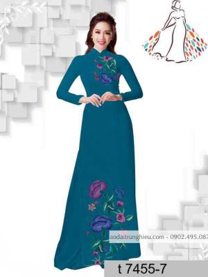 Vải áo dài hoa giả thêu mới ra AD T7455 34 1589515031 162 vai ao dai vai ao dai dep ad