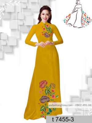 Vải áo dài hoa giả thêu mới ra AD T7455 37 1589515032 180 vai ao dai vai ao dai dep ad