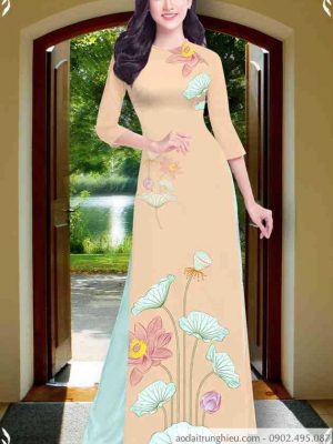 Vải áo dài hoa sen mới ra AD T7453 20 1589515149 851 vai ao dai vai ao dai dep ad