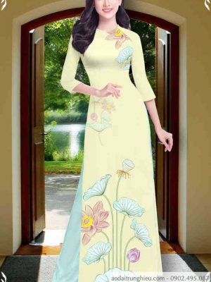 Vải áo dài hoa sen mới ra AD T7453 28 1589515150 824 vai ao dai vai ao dai dep ad
