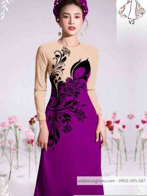 Vải áo dài họa tiết hoa hồng thiết kế 2020 AD 10489 26 1589596823 563 vai ao dai vai ao dai dep ad