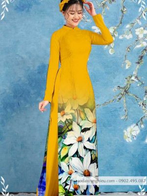 Vải áo dài hoa 3D kiểu mới AD T7129 12 1589776306 30 vai ao dai vai ao dai dep ad