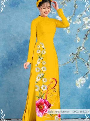 Vải áo dài hoa cúc mới ra AD T7126 26 1589776542 587 vai ao dai vai ao dai dep ad