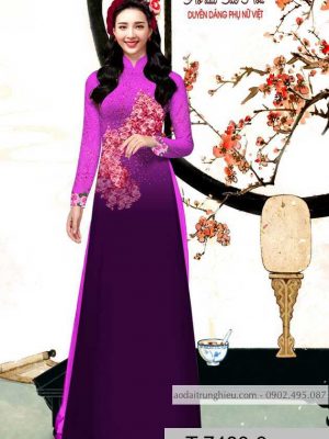 Vải áo dài hoa hồng kiểu mới AD T7480 17 1590028696 324 vai ao dai vai ao dai dep ad