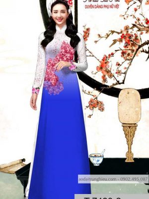 Vải áo dài hoa hồng kiểu mới AD T7480 23 1590028697 174 vai ao dai vai ao dai dep ad